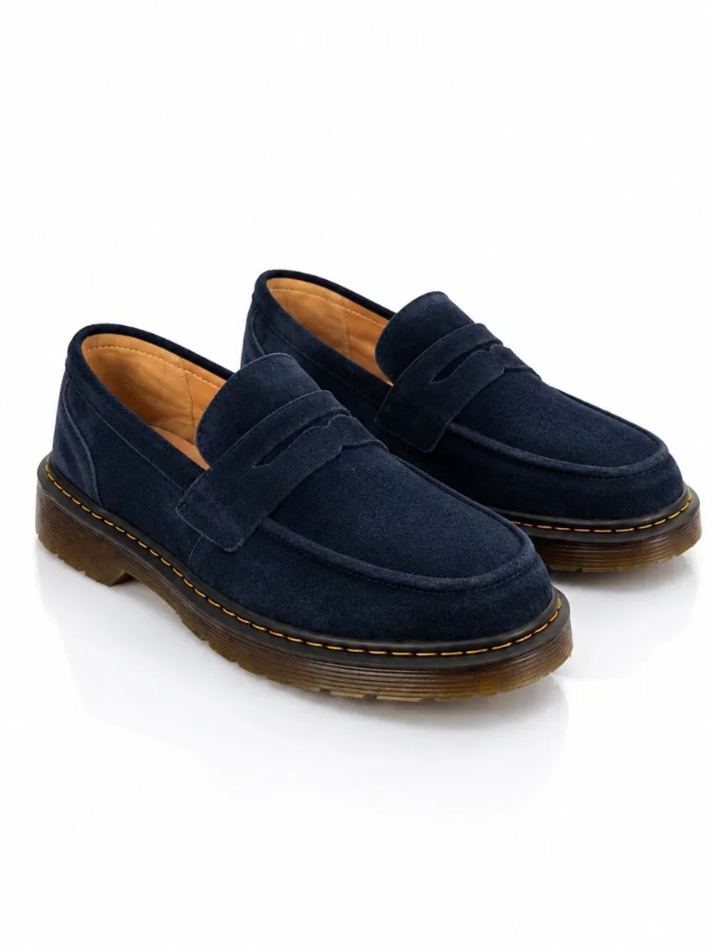 NWOT SENNYO Blue Suede Leather Penny Loafer Shoes 9.5